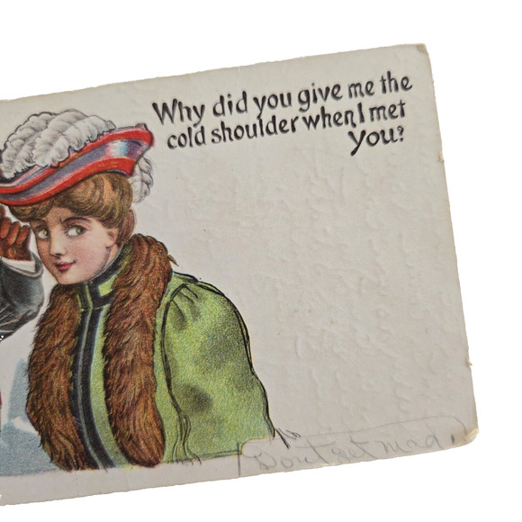 Antique Postcard Victorian Couple Flirting Love Romance Fun Humor Vintage 1900s - Picture 5 of 9